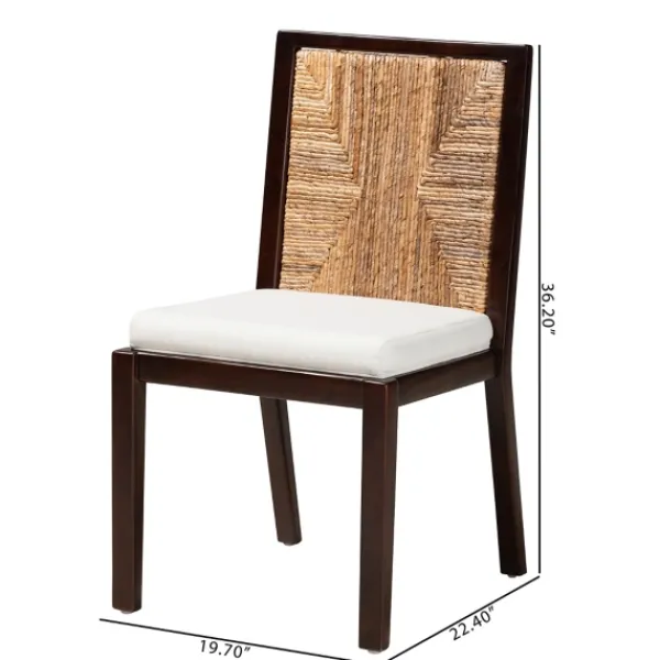Dining Chairs-Kirkland's Home Abaca And Mahogany Armless Dining Chair Brown/Tan/Ivory