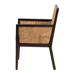 Dining Chairs-Kirkland's Home Abaca And Mahogany Dining Chair With Arms Brown/Tan/Ivory