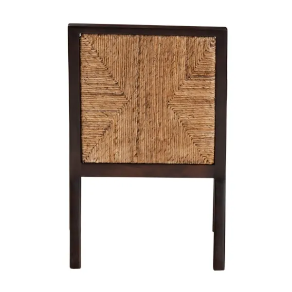 Dining Chairs-Kirkland's Home Abaca And Mahogany Dining Chair With Arms Brown/Tan/Ivory