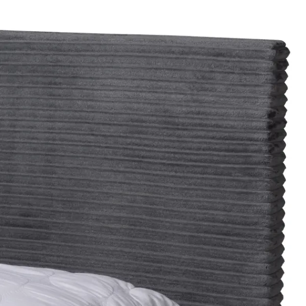 Beds & Headboards-Kirkland's Home Abba Velvet Ribbed Queen Bed Frame Gray