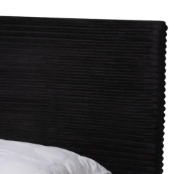 Beds & Headboards-Kirkland's Home Abba Velvet Ribbed Queen Bed Frame Black
