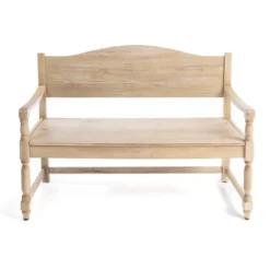 Benches & Ottomans-Kirkland's Home Abby Whitewashed Wood Bench Brown