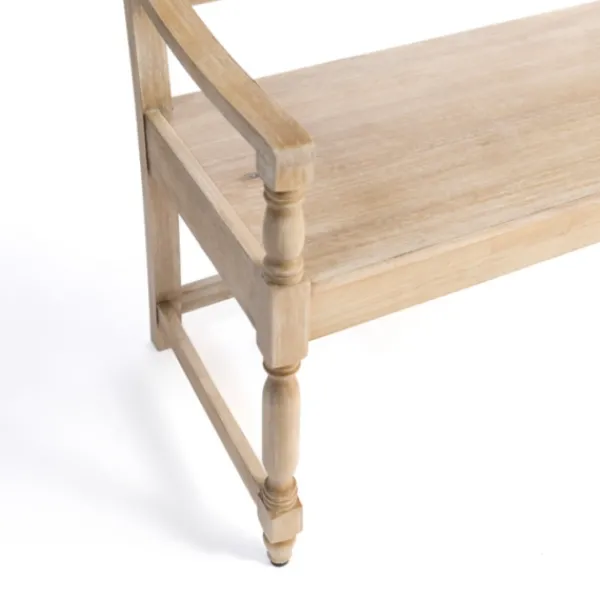 Benches & Ottomans-Kirkland's Home Abby Whitewashed Wood Bench Brown