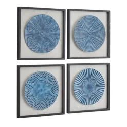 Wall Plaques-Kirkland's Home Abstract Coastal 4-Pc. Framed Print Set Blue