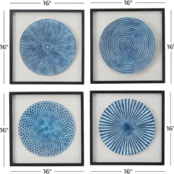 Wall Plaques-Kirkland's Home Abstract Coastal 4-Pc. Framed Print Set Blue