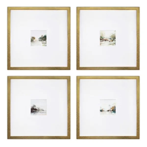 Framed Art-Kirkland's Home Abstract Landscape Framed Art Prints, Set Of 4 White/Green/Blue