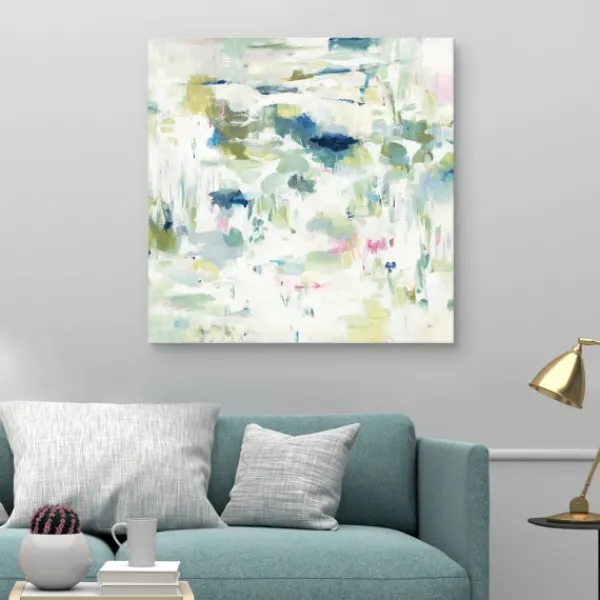 Canvas Art-Kirkland's Home Abstract Reflections Canvas Art Print, 35X35 In. White/Green/Blue
