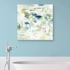 Canvas Art-Kirkland's Home Abstract Reflections Canvas Art Print, 35X35 In. White/Green/Blue