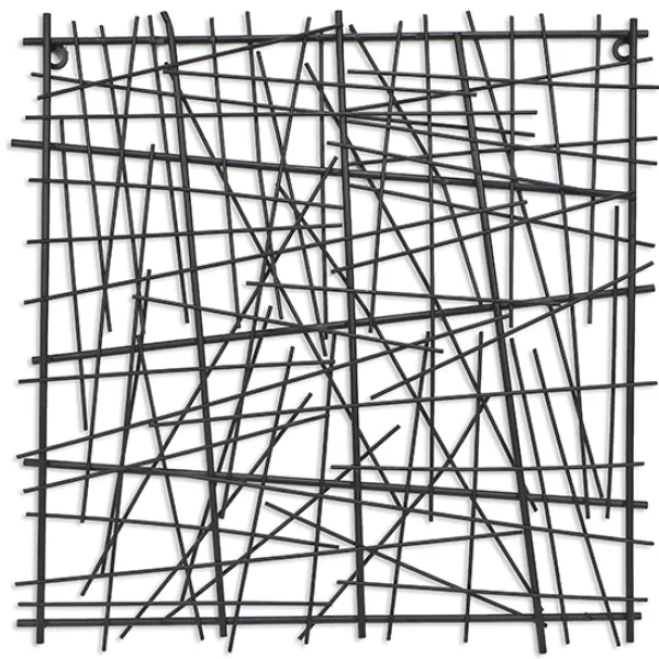 Wall Plaques-Kirkland's Home Abstract Square Metal Wall Plaque Black