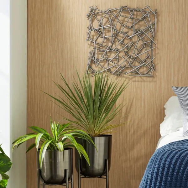 Wall Plaques-Kirkland's Home Abstract Tubes Spill Wall Plaque Silver
