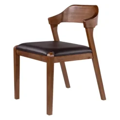Dining Chairs-Kirkland's Home Acacia Wood And Faux Leather Dining Chair Black