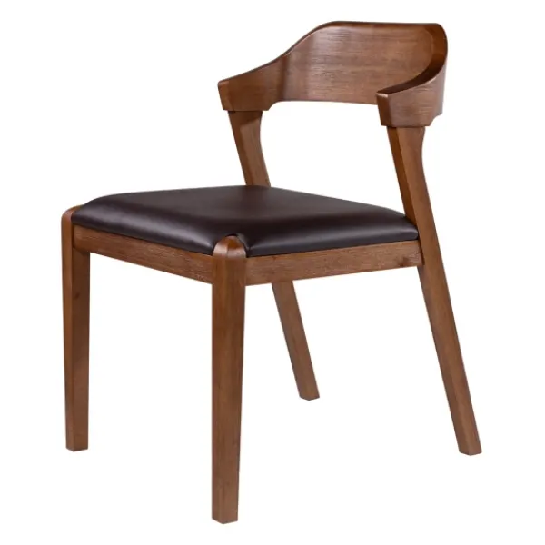 Dining Chairs-Kirkland's Home Acacia Wood And Faux Leather Dining Chair Black
