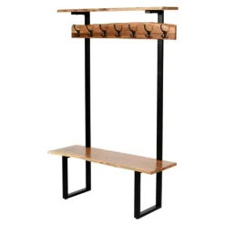 Entryway Furniture-Kirkland's Home Acacia Wood Modern Storage Hooks Hall Tree
