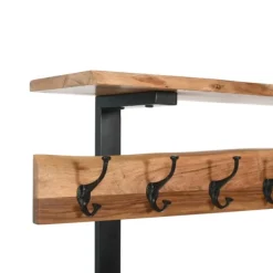 Entryway Furniture-Kirkland's Home Acacia Wood Modern Storage Hooks Hall Tree