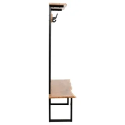 Entryway Furniture-Kirkland's Home Acacia Wood Modern Storage Hooks Hall Tree