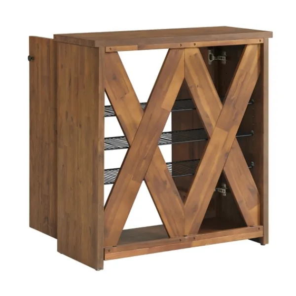 Entryway Furniture-Kirkland's Home Acacia Wood X Back Storage Shoe Cubbie Black/Brown