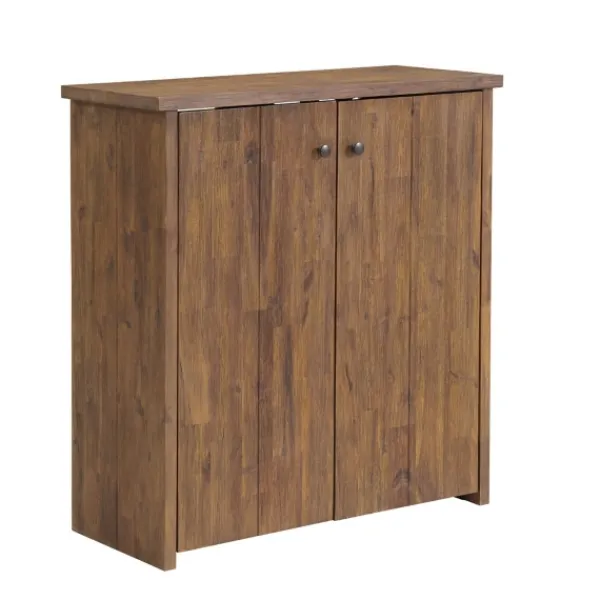 Entryway Furniture-Kirkland's Home Acacia Wood X Back Storage Shoe Cubbie Black/Brown