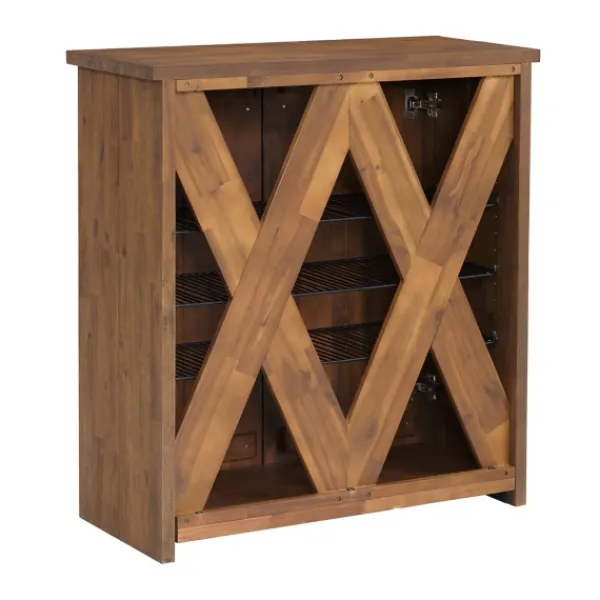Entryway Furniture-Kirkland's Home Acacia Wood X Back Storage Shoe Cubbie Black/Brown