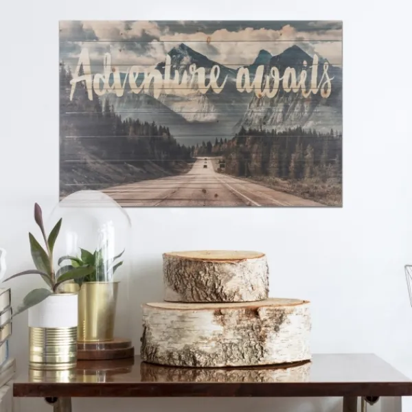 Wall Quotes & Signs-Kirkland's Home Adventure Awaits Wood Art Print Blue/Green