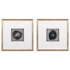 Wall Plaques-Kirkland's Home Agate Shadowbox Framed Wall Plaques, Set Of 2 Blue