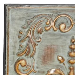 Wall Plaques-Kirkland's Home Aged Brass Fleur-De-Lis 4-Pc. Panel Wall Art Gold/Green
