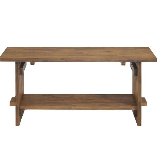 Benches & Ottomans-Kirkland's Home Aged Brown Acacia Wood Board Bench