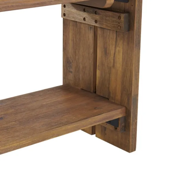 Benches & Ottomans-Kirkland's Home Aged Brown Acacia Wood Board Bench