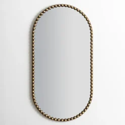 Decorative Mirrors-Kirkland's Home Aged Gold Beaded Frame Metal Wall Mirror