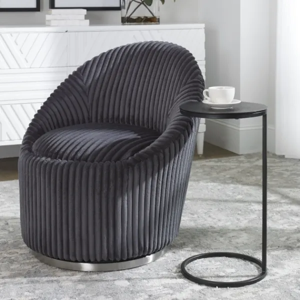 Accent & End Tables-Kirkland's Home Aged Metal Frame Slab Top Accent Table Black