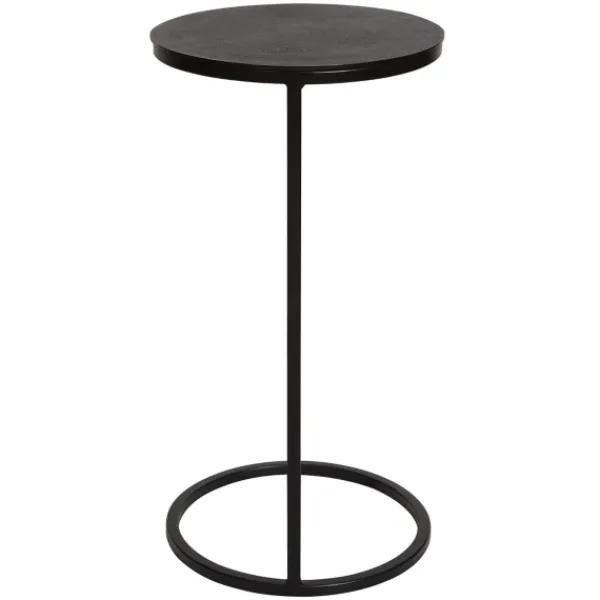 Accent & End Tables-Kirkland's Home Aged Metal Frame Slab Top Accent Table Black