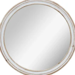 Decorative Mirrors-Kirkland's Home Aged Wood Round Mirror White
