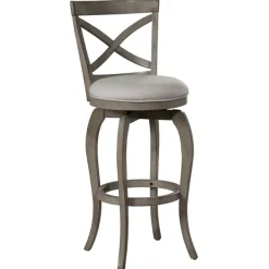 Bar Stools & Counter Height Stools-Kirkland's Home Aged X Back Counter Swivel Stool Gray