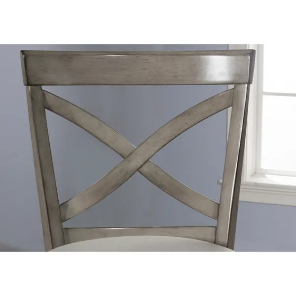 Bar Stools & Counter Height Stools-Kirkland's Home Aged X Back Counter Swivel Stool Gray