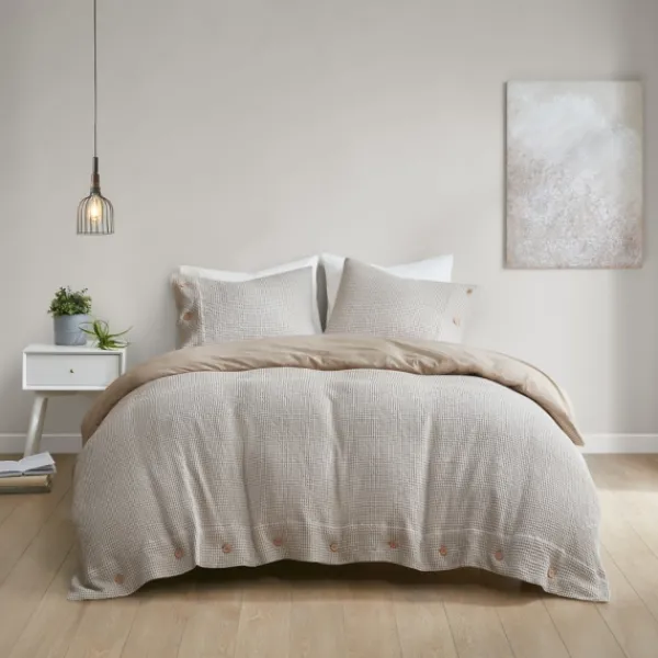 Duvets-Kirkland's Home Alaya 4-Pc. California King Waffle Duvet Set Tan