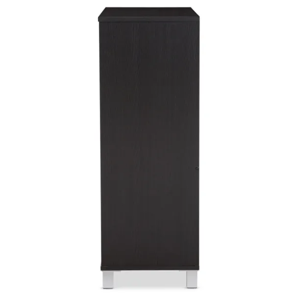 Entryway Furniture-Kirkland's Home Aldrich Black Slatted Shoe Storage Cabinet