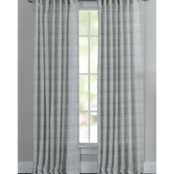 Curtains & Drapes-Kirkland's Home Aloe Plaid Pleated Single Curtain Panel, 84 In. Green