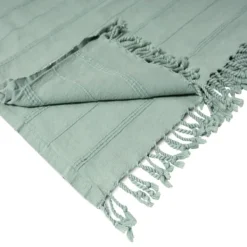 Blankets & Throws-Kirkland's Home Aloe Woven Stripes Cotton Throw Blue