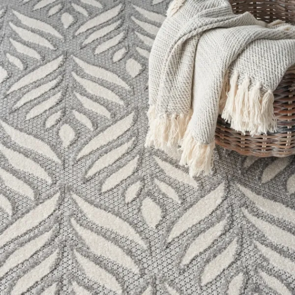 Outdoor Rugs-Kirkland's Home Aloha Ash Botanical Indoor/Outdoor Area Rug, 7X10 Green/White