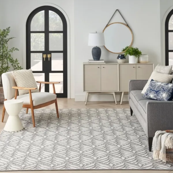 Outdoor Rugs-Kirkland's Home Aloha Ash Botanical Indoor/Outdoor Area Rug, 7X10 Green/White