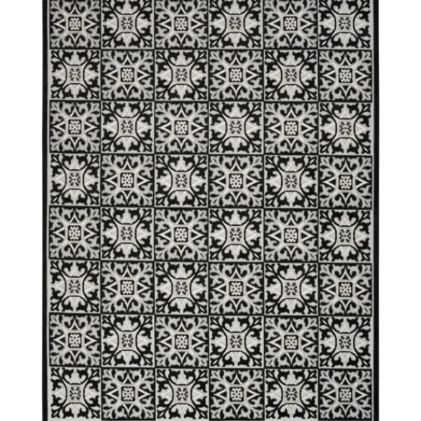 Outdoor Rugs-Kirkland's Home Aloha Black Geometric Indoor/Outdoor Area Rug, 5X7 Black/Gray