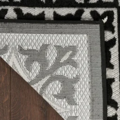 Outdoor Rugs-Kirkland's Home Aloha Black Geometric Indoor/Outdoor Area Rug, 5X7 Black/Gray