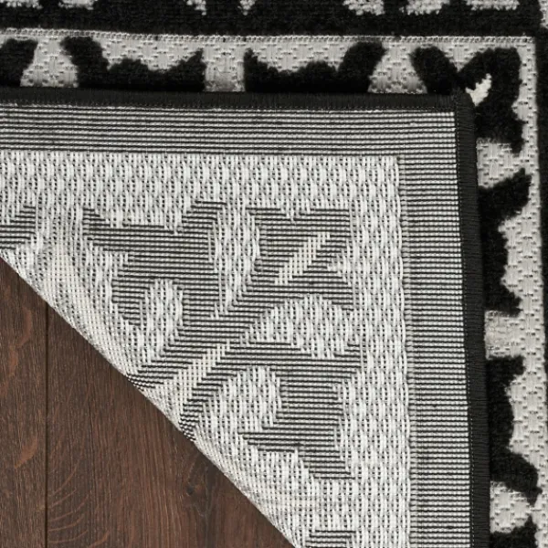 Outdoor Rugs-Kirkland's Home Aloha Black Geometric Indoor/Outdoor Area Rug, 5X7 Black/Gray