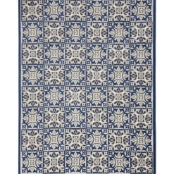 Outdoor Rugs-Kirkland's Home Aloha Blue Geometric Indoor/Outdoor Area Rug, 6X9 Blue/Gray