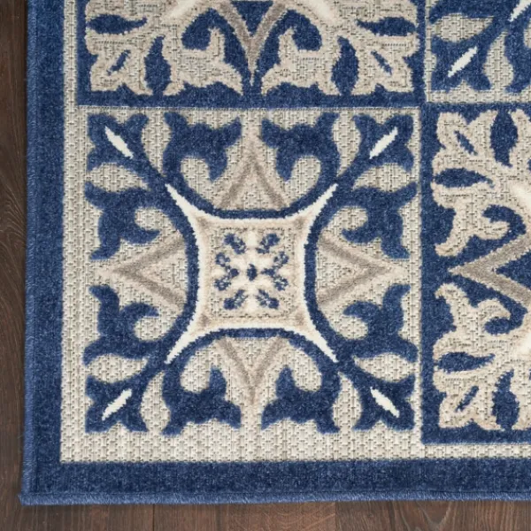 Outdoor Rugs-Kirkland's Home Aloha Blue Geometric Indoor/Outdoor Area Rug, 6X9 Blue/Gray