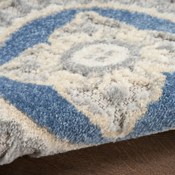 Outdoor Rugs-Kirkland's Home Aloha Blue Medallion Indoor/Outdoor Area Rug, 5X7 Blue/Gray
