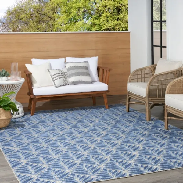 Outdoor Rugs-Kirkland's Home Aloha Botanical Indoor/Outdoor Rug, 3X5 Blue