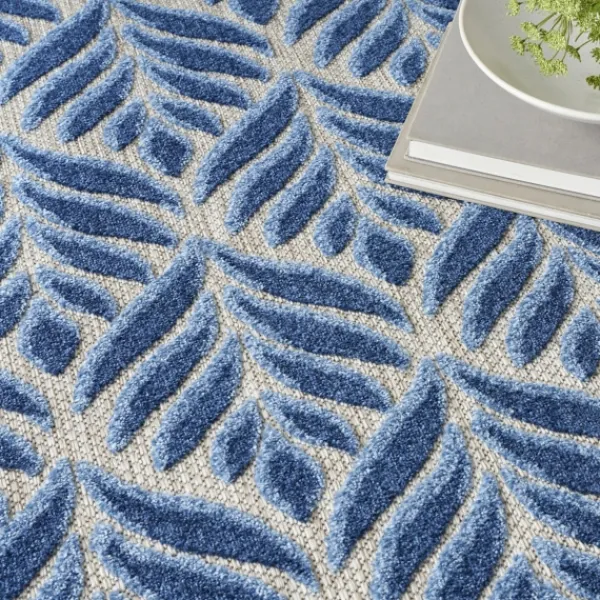Outdoor Rugs-Kirkland's Home Aloha Botanical Indoor/Outdoor Rug, 3X5 Blue