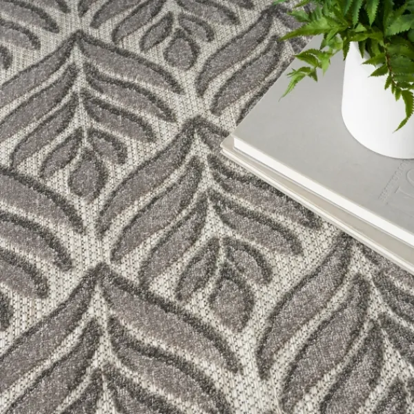 Outdoor Rugs-Kirkland's Home Aloha Botanical Indoor/Outdoor Rug, 3X5 Gray