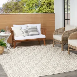 Outdoor Rugs-Kirkland's Home Aloha Ivory Botanical Indoor/Outdoor Area Rug, 3X5 Ivory/Gray