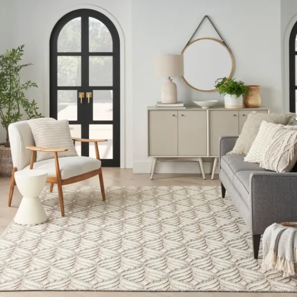 Outdoor Rugs-Kirkland's Home Aloha Ivory Botanical Indoor/Outdoor Area Rug, 5X7 Ivory/Gray